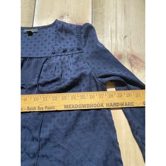 Anthropologie Current Air Blue Blouse w/ ruffle sleeves. Women's XS - Picture 6 of 8